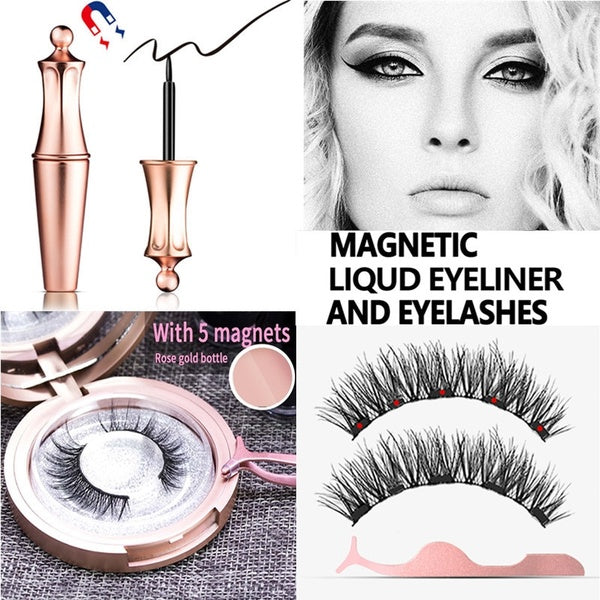 Magnetic Eyeliner & Eyelashes & Cigarette Lipstick Set - Combo Offer