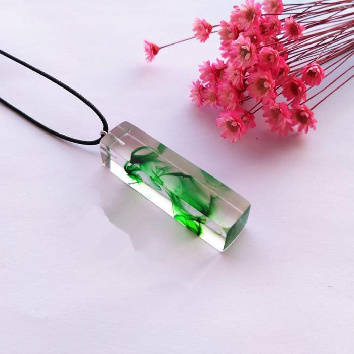 Clear Resin Ink Painted Pendant - Green