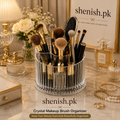 360° Rotating Ribbed Transparent Makeup Brush & Cosmetic Organizer