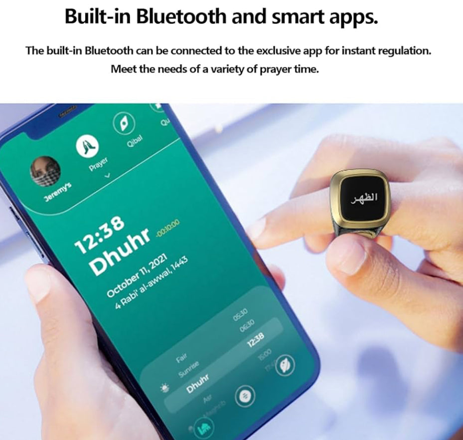 Equantu Qibla Ring Tasbih Counter Prayer Reminder