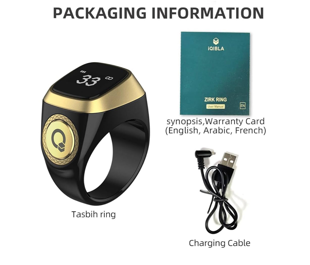 Equantu Qibla Ring Tasbih Counter Prayer Reminder