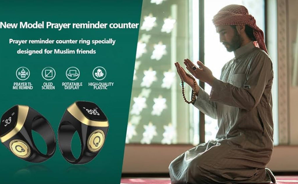 Equantu Qibla Ring Tasbih Counter Prayer Reminder