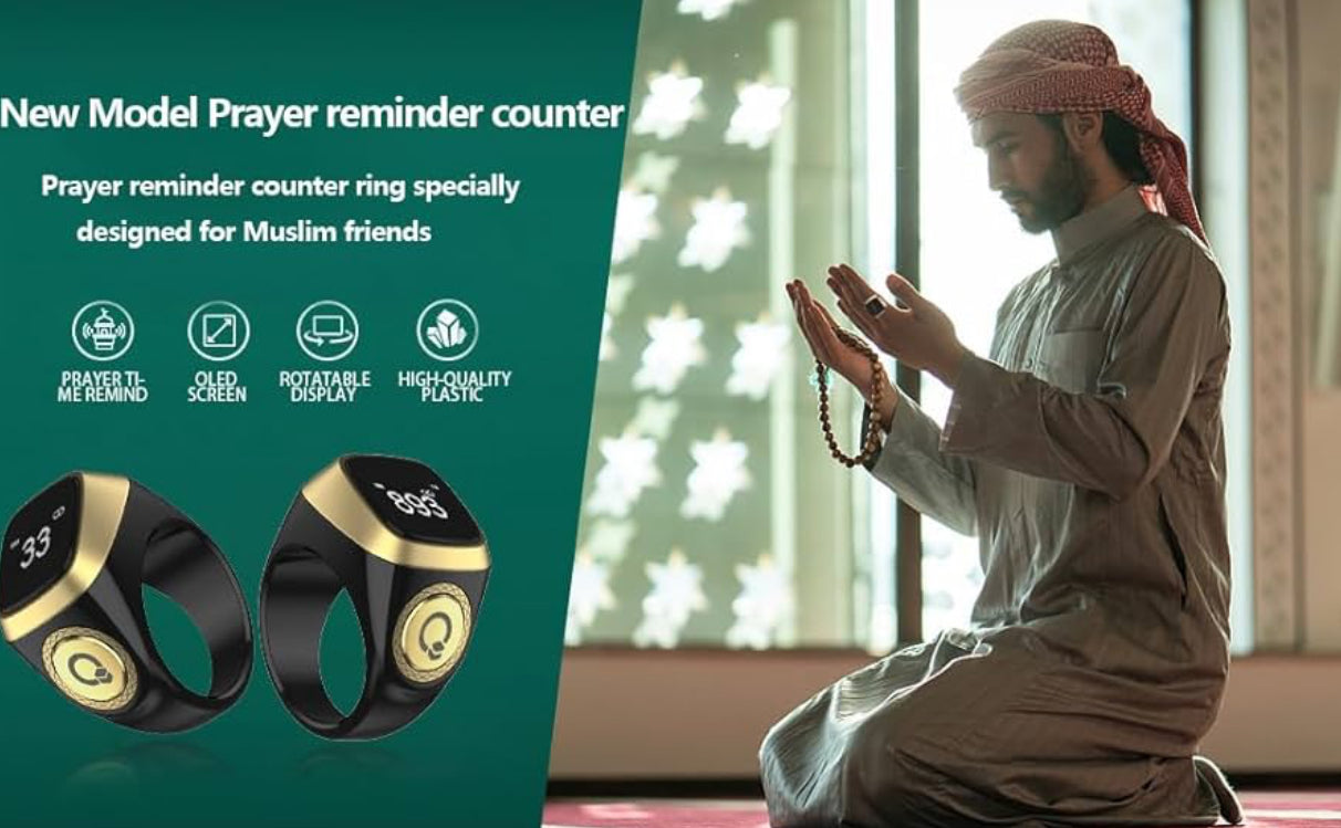 Equantu Qibla Ring Tasbih Counter Prayer Reminder