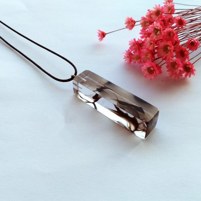 Clear Resin Ink Painted Pendant - Coffee Brown